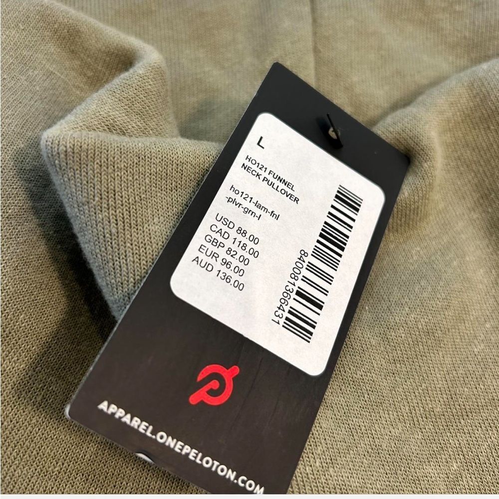 NWT Peloton Olive Green Funnel Neck Sweatshirt, Women’s Size Large - Picture 7 of 7
